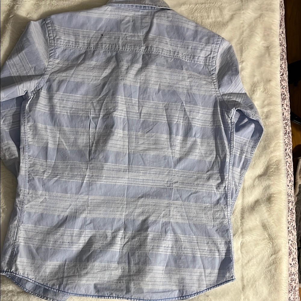 Panhandle Blue and White Casual Button Down Shirt with Plaid Pattern - Picture 4 of 4